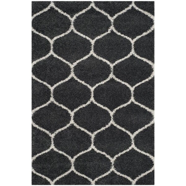 Flowers First 6 x 9 ft. Hudson Shag Power Loomed Rug, Dark Grey & Ivory - Medium Rectangle FL1909620 - main